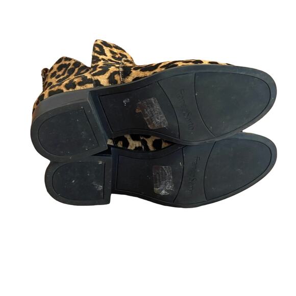 Franco Sarto Leopard Print Calf Hair Ankle Boot Tan Black Size 6 - Picture 6 of 8